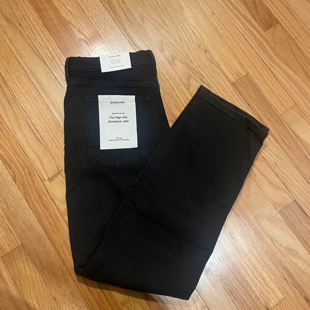 Everlane Women's High-Key Stovepipe Jean in Washed Black, Size 30, Cotton